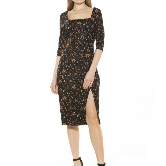 Alexia Admor Emily Square Neck Midi Dress Size Small - Picture 4 of 4